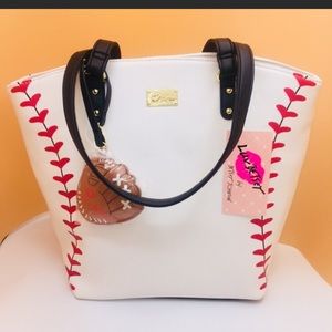 betsey johnson baseball tote bag